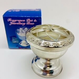 Vintage Silver Plated Fragrance Pot or Jewelry Box